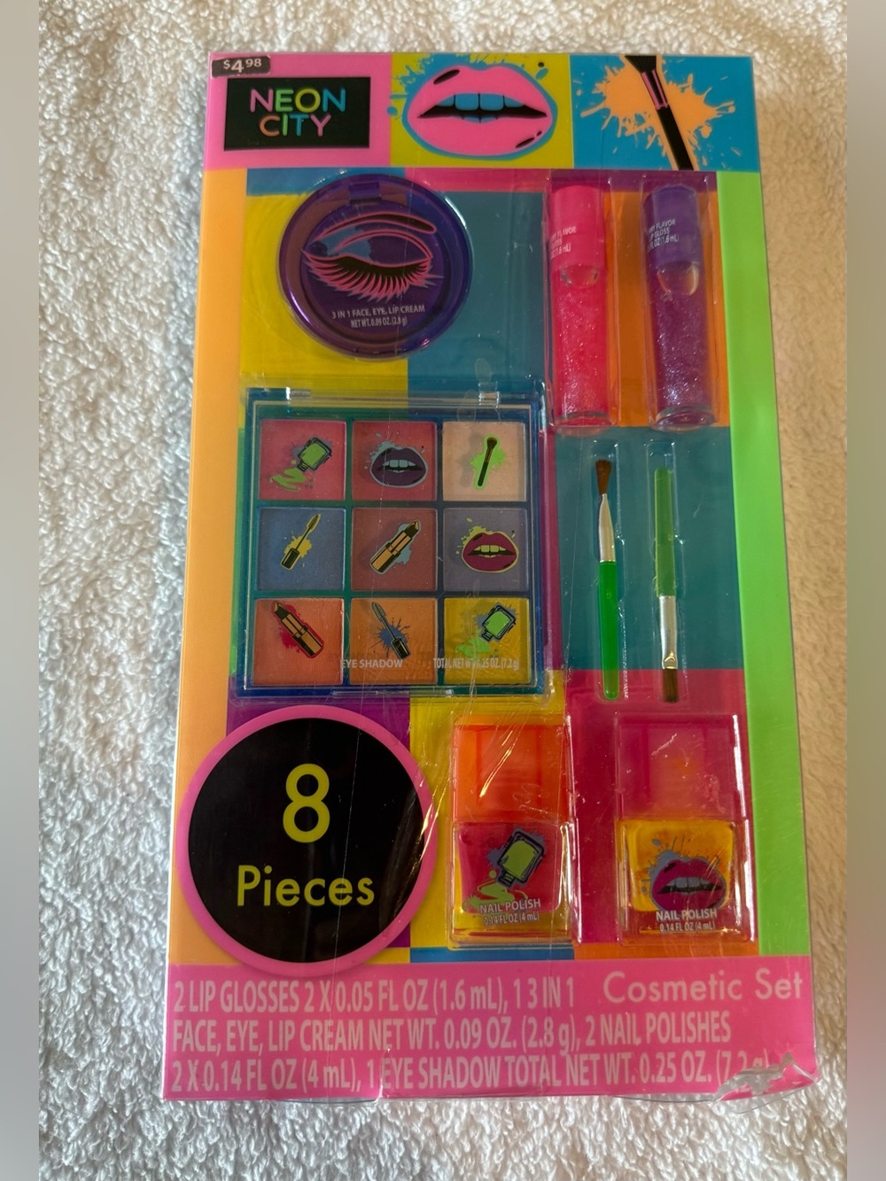 NEON CITY 8 pc Cosmetic Set ♡ Eye Shadows, Nail Polish, Lip Balm & Body Shimmer